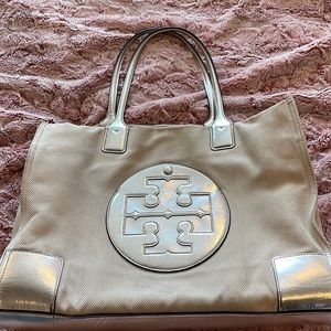 Tory Burch Ella Canvas and Leather Tote